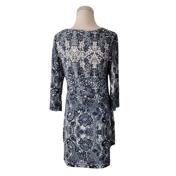 Paisley Blue Print Lace High Low Hem Top Size S/M - Picture 4 of 7